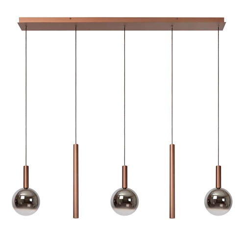 Lucide JASMINE - Pendant light - LED Dim. - CCT - 5x4W 2200K/3300K - Copper - Premium - turned off